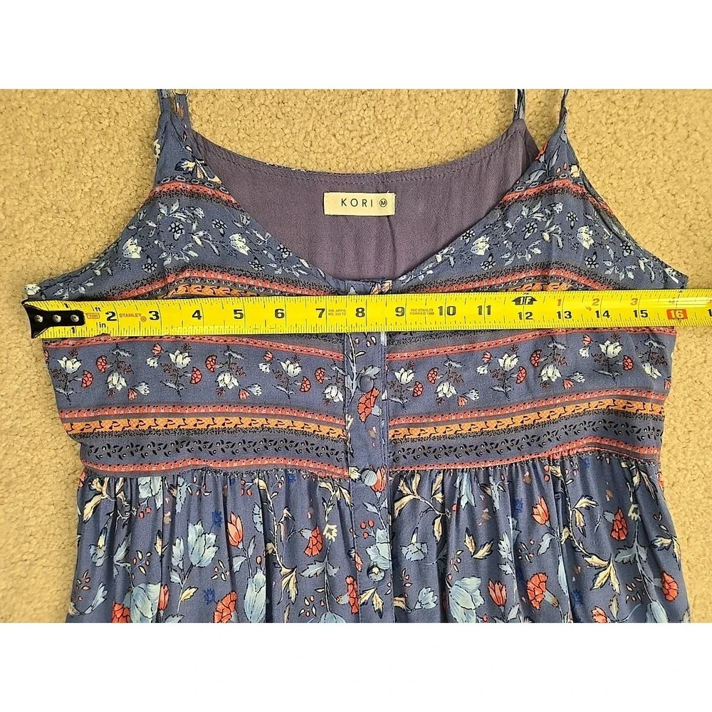 Kori Maxi‎ Dress The Navaro Floral Sleevless Floral Hi Low Boho Lavender Blue M